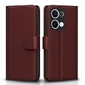 Pikkme Flip Cover Leather Finish | Inside TPU with Card Pockets | Wallet Stand and Shock Proof | Complete Protection Flip Case for Oppo Reno 13 5G(Brown)