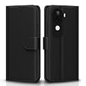 Pikkme Flip Cover Leather Finish | Inside TPU with Card Pockets | Wallet Stand and Shock Proof | Complete Protection Flip Case for Vivo V40e 5G / iQOO Z9s 5G(Black)