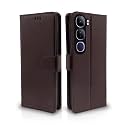 Pikkme Flip Cover Leather Finish | Inside TPU with Card Pockets | Wallet Stand and Shock Proof | Complete Protection Flip Case for Vivo Y300 5G(Coffee)