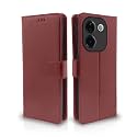 Pikkme Flip Cover Leather Finish | Inside TPU with Card Pockets | Wallet Stand and Shock Proof | Complete Protection Flip Case for Vivo T3 Pro 5G / iQOO Z9s Pro 5G (Brown)