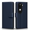 Pikkme Flip Cover Leather Finish | Inside TPU with Card Pockets | Wallet Stand and Shock Proof | Complete Protection Flip Case for Vivo V40e 5G / iQOO Z9s 5G(Blue)