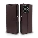 Pikkme Flip Cover Leather Finish | Inside TPU with Card Pockets | Wallet Stand and Shock Proof | Complete Protection Flip Case for Realme C63 4G (Coffee)