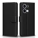 Pikkme Flip Cover Leather Finish | Inside TPU with Card Pockets | Wallet Stand and Shock Proof | Complete Protection Flip Case for Oppo Reno 13 5G(Black)