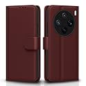 Pikkme Flip Cover Leather Finish | Inside TPU with Card Pockets | Wallet Stand and Shock Proof | Complete Protection Flip Case for Vivo X200 5G(Brown)