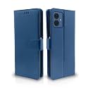 Pikkme Flip Cover Leather Finish | Inside TPU with Card Pockets | Wallet Stand and Shock Proof | Complete Protection Flip Case for Moto G14(Blue)
