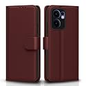Pikkme Flip Cover Leather Finish | Inside TPU with Card Pockets | Wallet Stand and Shock Proof | Complete Protection Flip Case for Oppo Reno 13F 5G(Brown)