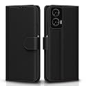 Pikkme Flip Cover Leather Finish | Inside TPU with Card Pockets | Wallet Stand and Shock Proof | Complete Protection Flip Case for Moto G35 5G(Black)