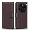 Pikkme Flip Cover Leather Finish | Inside TPU with Card Pockets | Wallet Stand and Shock Proof | Complete Protection Flip Case for Vivo X200 5G(Coffee)