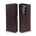 Pikkme Flip Cover Leather Finish | Inside TPU with Card Pockets | Wallet Stand and Shock Proof | Complete Protection Flip Case for Oppo Reno 12 Pro 5G (Coffee)