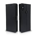 Pikkme Flip Cover Leather Finish | Inside TPU with Card Pockets | Wallet Stand and Shock Proof | Complete Protection Flip Case for Moto One Power (Black)