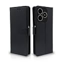 Pikkme Flip Cover Leather Finish | Inside TPU with Card Pockets | Wallet Stand and Shock Proof | Complete Protection Flip Case for Realme C63 4G (Black)