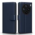 Pikkme Flip Cover Leather Finish | Inside TPU with Card Pockets | Wallet Stand and Shock Proof | Complete Protection Flip Case for Vivo X200 5G(Blue)
