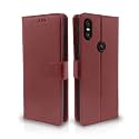 Pikkme Flip Cover Leather Finish | Inside TPU with Card Pockets | Wallet Stand and Shock Proof | Complete Protection Flip Case for Moto One Power (Brown)
