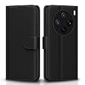 Pikkme Flip Cover Leather Finish | Inside TPU with Card Pockets | Wallet Stand and Shock Proof | Complete Protection Flip Case for Vivo X200 5G(Black)