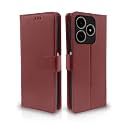 Pikkme Flip Cover Leather Finish | Inside TPU with Card Pockets | Wallet Stand and Shock Proof | Complete Protection Flip Case for Realme C63 4G (Brown)