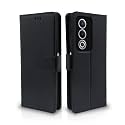 Pikkme Flip Cover Leather Finish | Inside TPU with Card Pockets | Wallet Stand and Shock Proof | Complete Protection Flip Case for Oppo A3 Pro 5G (Black)