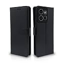 Pikkme Flip Cover Leather Finish | Inside TPU with Card Pockets | Wallet Stand and Shock Proof | Complete Protection Flip Case for Moto Edge 50 Neo 5G (Black)