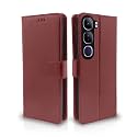 Pikkme Flip Cover Leather Finish | Inside TPU with Card Pockets | Wallet Stand and Shock Proof | Complete Protection Flip Case for Vivo Y300 5G(Brown)