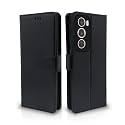 Pikkme Flip Cover Leather Finish | Inside TPU with Card Pockets | Wallet Stand and Shock Proof | Complete Protection Flip Case for Oppo Reno 12 Pro 5G (Black)