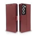 Pikkme Flip Cover Leather Finish | Inside TPU with Card Pockets | Wallet Stand and Shock Proof | Complete Protection Flip Case for Oppo Reno 12 Pro 5G (Brown)