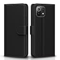Pikkme Flip Cover for Mi 11 Lite Mi 11 Lite | Leather Finish | Shockproof with Card Pockets &amp; Wallet Stand | Ultimate Protection Case (Black)
