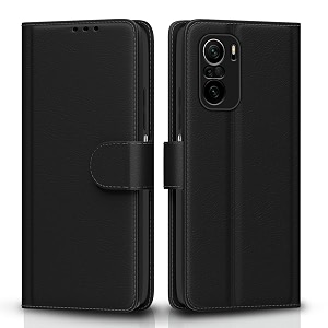 pikkme flip cover for mi 11x  mi 11x pro leather finish  shockproof with card pockets amp wallet stand  ultimate protection caseblack