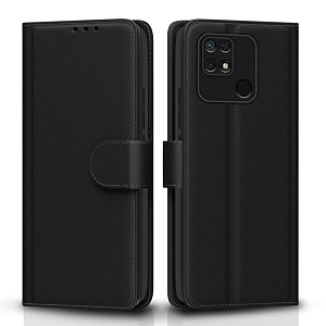 pikkme flip cover for mi redmi 1010 power  leather finish  shockproof with card pockets amp wallet stand  ultimate protection caseblack