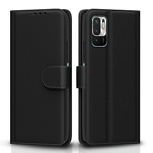 pikkme flip cover for mi redmi note 10t 5g  poco m3 pro 5g  leather finish  shockproof with card pockets amp wallet stand  ultimate protection case black