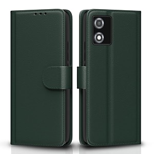 pikkme flip cover for moto e13  leather finish  shockproof with card pockets amp wallet stand  ultimate protection casegreen