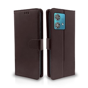 pikkme flip cover for moto edge 40 neo 5g  leather finish  shockproof with card pockets amp wallet stand  ultimate protection case coffee