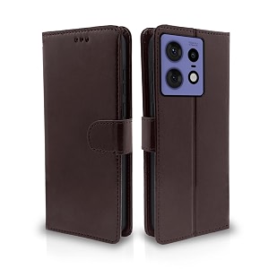 pikkme flip cover for moto edge 50 pro 5g  leather finish  shockproof with card pockets amp wallet stand  ultimate protection case coffee