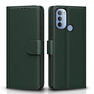 pikkme flip cover for moto g31 leather finish  inside tpu with card pockets  wallet stand and shock proof  complete protection flip casegreen