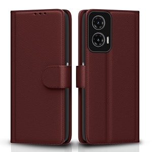 pikkme flip cover for moto g35 5g  leather finish  shockproof with card pockets amp wallet stand  ultimate protection casebrown