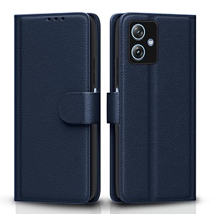 pikkme flip cover for moto g54 5g  g64 5g leather finish  shockproof with card pockets amp wallet stand  ultimate protection case blue