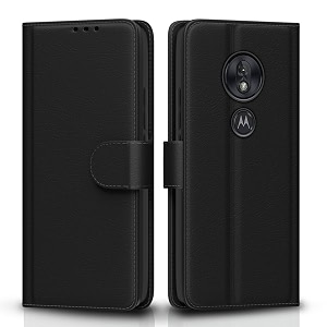 pikkme flip cover for moto g6 play  leather finish  shockproof with card pockets amp wallet stand  ultimate protection caseblack