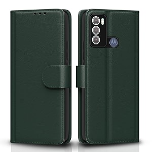 pikkme flip cover for moto g60  g40 fusion  leather finish  shockproof with card pockets amp wallet stand  ultimate protection casegreen