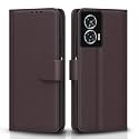 Pikkme Flip Cover for Moto G85 5G Leather Finish | Inside TPU with Card Pockets | Wallet Stand and Shock Proof | Complete Protection Flip Case(Coffee)