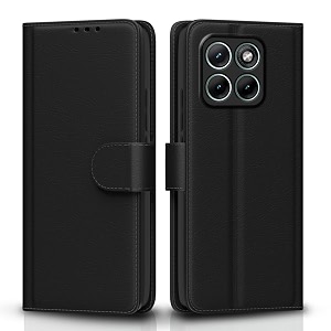 pikkme flip cover for motorola moto edge 70 fusion 5g leather finish  inside tpu with card pockets  wallet stand and shock proof  complete protection flip case black