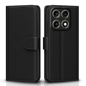 pikkme flip cover for motorola moto edge 70 pro 5g leather finish  inside tpu with card pockets  wallet stand and shock proof  complete protection flip case black