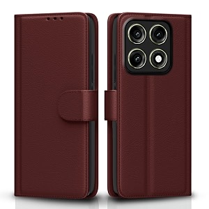 pikkme flip cover for motorola moto edge 70 pro 5g leather finish  inside tpu with card pockets  wallet stand and shock proof  complete protection flip case brown