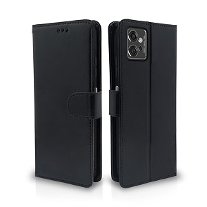 pikkme flip cover for motorola moto g32  leather finish  shockproof with card pockets amp wallet stand  ultimate protection caseblack
