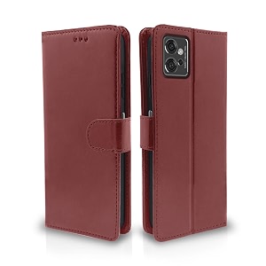 pikkme flip cover for motorola moto g32  leather finish  shockproof with card pockets amp wallet stand  ultimate protection casebrown