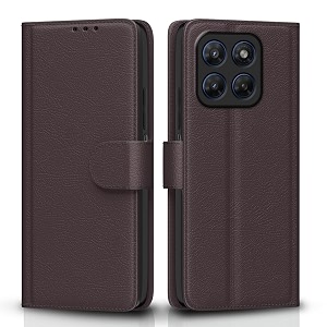 pikkme flip cover for motorola moto g37 5g leather finish  inside tpu with card pockets  wallet stand and shock proof  complete protection flip case coffee