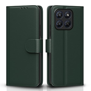 pikkme flip cover for motorola moto g37 power 5g leather finish  inside tpu with card pockets  wallet stand and shock proof  complete protection flip case green