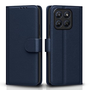 pikkme flip cover for motorola moto g37 power 5g leather finish  inside tpu with card pockets  wallet stand and shock proof  complete protection flip case blue
