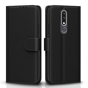 pikkme flip cover for nokia 31 plus leather finish  inside tpu with card pockets  wallet stand and shock proof  complete protection flip case black