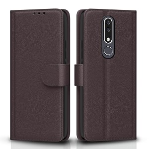 pikkme flip cover for nokia 31 plus leather finish  inside tpu with card pockets  wallet stand and shock proof  complete protection flip case coffee