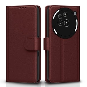 pikkme flip cover for nothing phone 3a pro 5g  leather finish  shockproof with card pockets amp wallet stand  ultimate protection case brown
