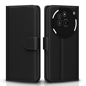 pikkme flip cover for nothing phone 3a pro 5g leather finish  inside tpu with card pockets  wallet stand and shock proof  complete protection flip caseblack