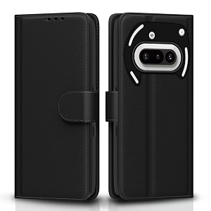 pikkme flip cover for nothing phone 3a 5g leather finish  inside tpu with card pockets  wallet stand and shock proof  complete protection flip caseblack